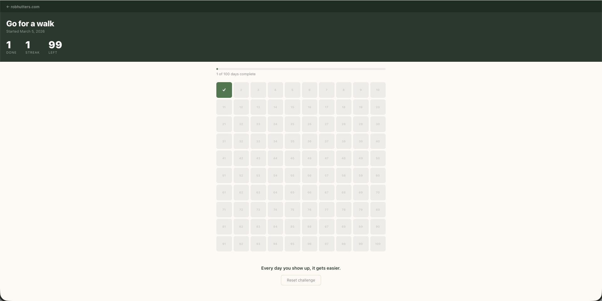 100 days app screenshot