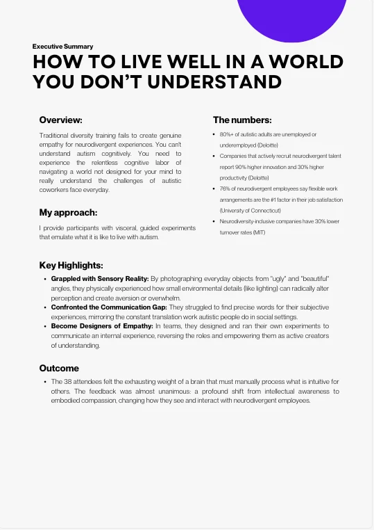 Executive summary for the talk “How to live well in a world you don't understand”